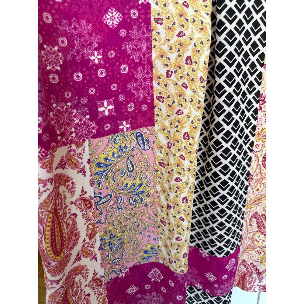 Rose + Olive Paisley Patchwork Button-Down Blouse… - image 6